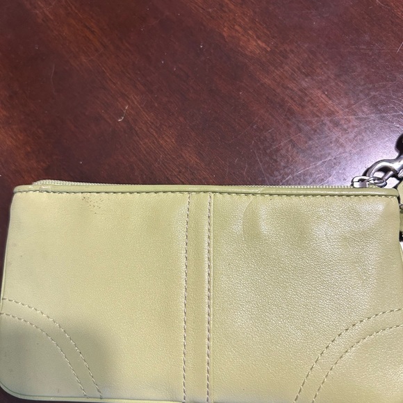 Coach Lime Green Leather Wristlet - Picture 3 of 5